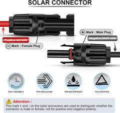 10 Gauge Wire Solar to O Ring Cable Solar Panel Adapter Kit Cable Connetor for R