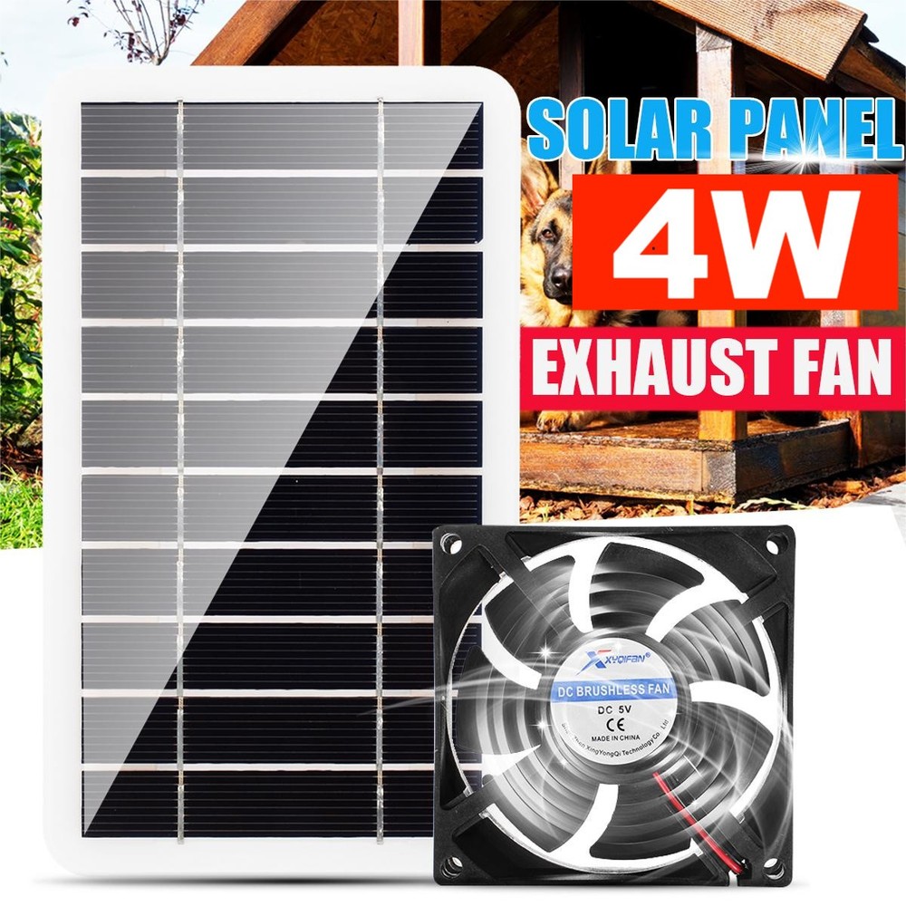 4W Solar Powered Panel Exhaust Roof Attic Fan Air Ventilation Van For Pet House