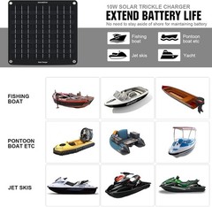 Solar Trickle Charger Maintainer OBDII 10W 12V Waterproof Kit Portable Stand for