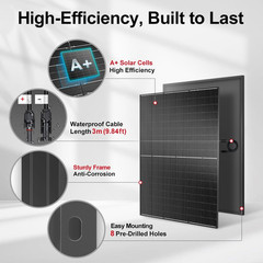 DOKIO 400W 31V Mono Solar Panel – Works for 12V/24V Systems, Equipped with 9.84F