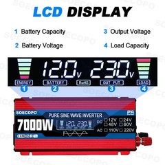 Pure Sine Wave Inverter 7000W Solar System Kit 100A Controller DC12V AC110 220V