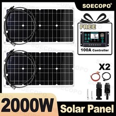 2000W Solar Charging Kit 2 x1000W High-Efficiency Panels & Y-Cable Home/Outdoor