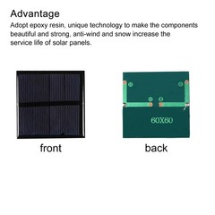 Mini Solar Panel Cell 2V 150mA 0.3W 60mm x 60mm for DIY Project Pack of 2