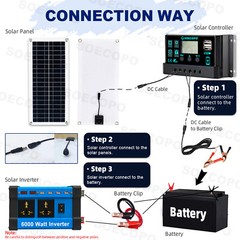 6000W Complete Solar Panel Kit Solar Power Generator 100A Home 220V/110V Syste