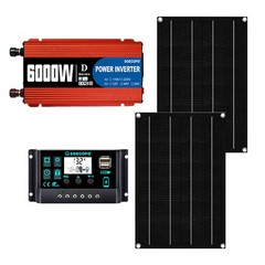 6000W DC to AC Solar Inverter Kit | Includes 2pc Solar Panels &Charge Controller