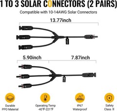 Solar Y Branch Connectors Solar Panel Parallel Connectors 1 to 3 Solar Cable …