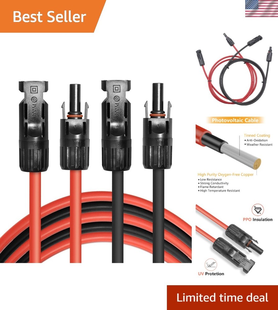 High-Performance 5FT Solar Adaptor Cables with Copper Wiring – Male/Female Set