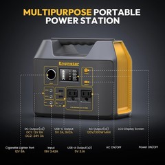 Portable Power Station,300W Solar Generator 110V 296Wh Power Bank Two Pure Sine