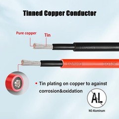 10 AWG Solar Extension Cable 16FT (8FT Black + 8FT Red) Tinned Copper Wire for R