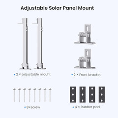 Adjustable Solar Panel Tilt Mount Brackets for 50-400W Panels (2 Sets)