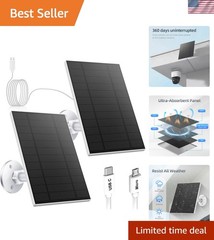 5W Solar Panel for Security Camera, Solar Panel with Micro USB & USB-C Port f…