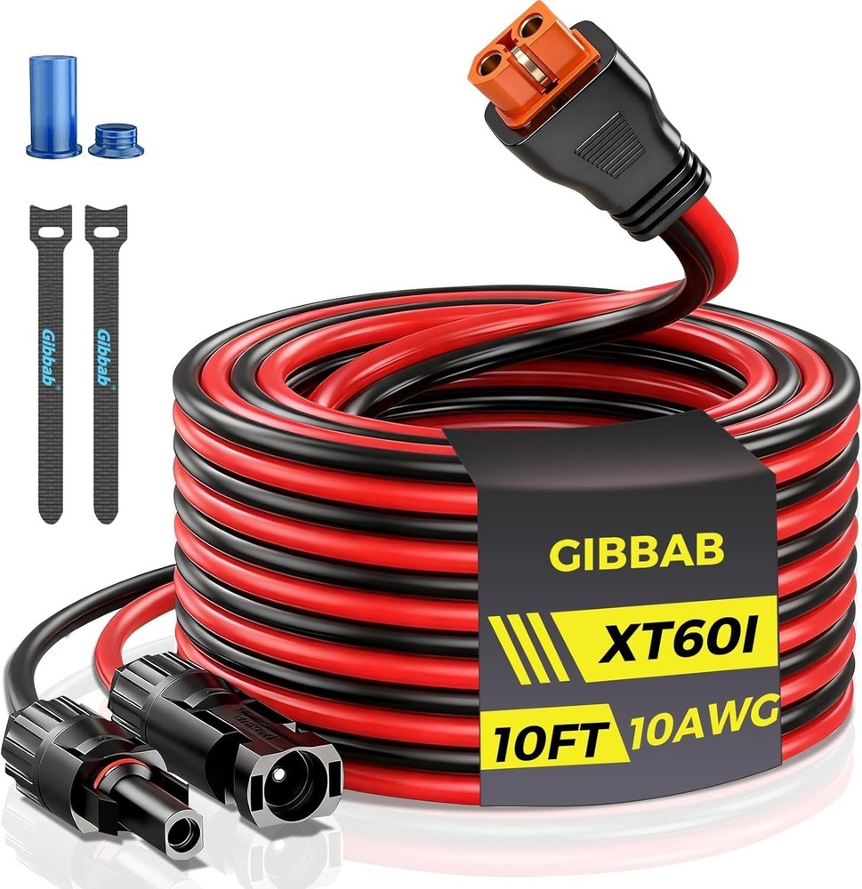 10AWG 10FT Solar to XT60i Cable, Gibbab 3 10 25FT Solar Panel Connector to XT60i