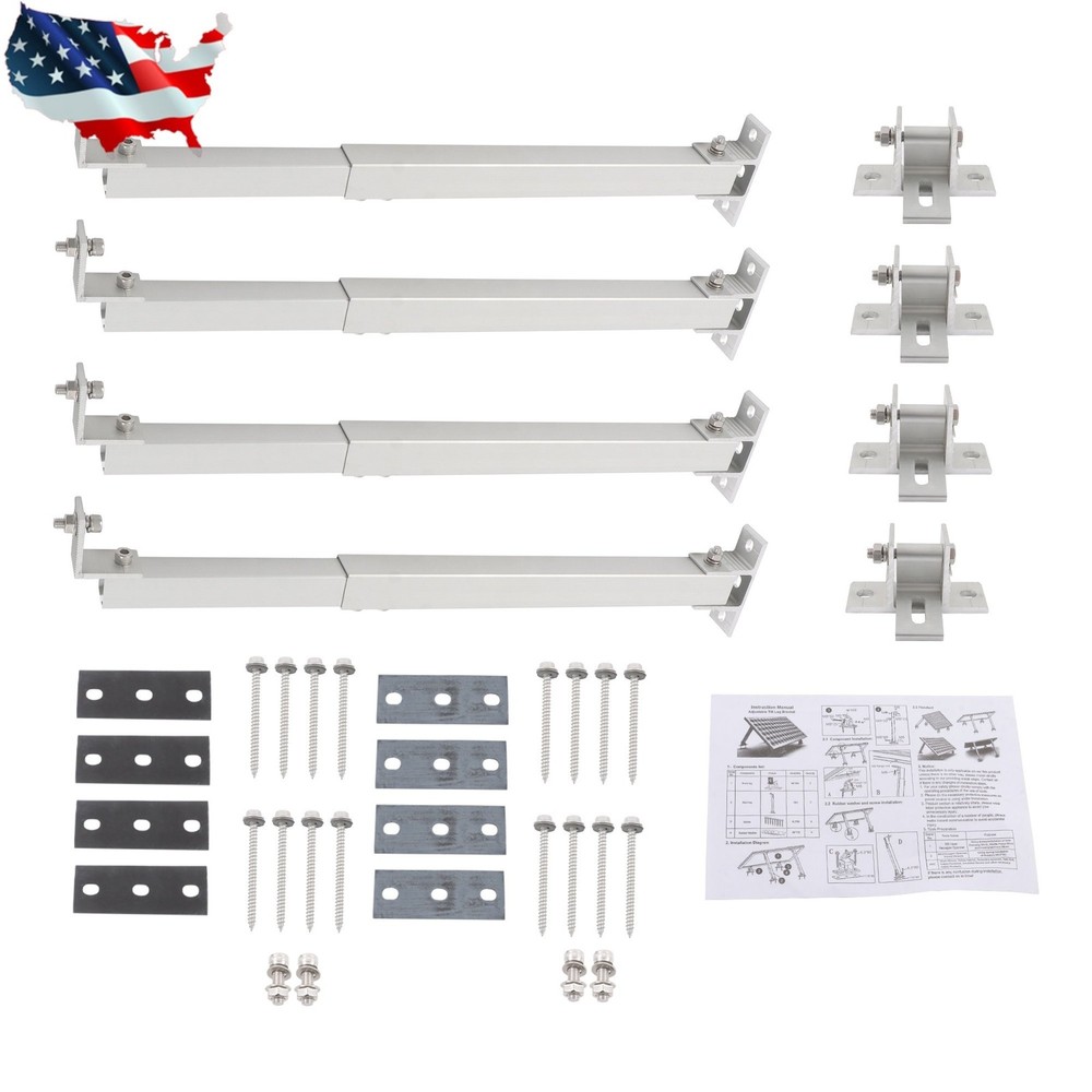 Adjustable Angle For Roof Install Solar Panel RV Tilt Mount Brackets Set 4 Packs