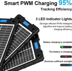 12V Solar Battery Charger Maintainer Waterproof Portable Kit with Smart PWM f…