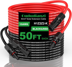 Oududianzi Solar Extension Cable 50Ft, Solar Wire 10AWG, 10 Gauge Tinned Copper