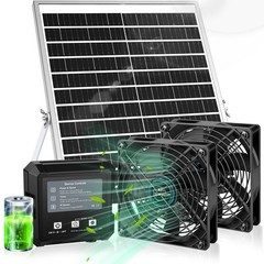 Solar-Powered Exhaust Fan for Chicken Coop & Greenhouse – 25W, 2 Fans, Smart Sen