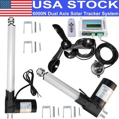 Dual Axis Solar Tracker Controller &2*6000N DC Linear Actuator Anemometer System
