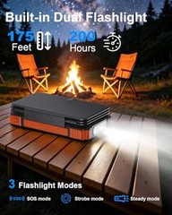 Solar Charger Power Bank 49800mAh with 4 Built-in Cables & 4 Foldable Orange