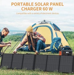 Keshoyal Black 60 Watt High Efficiency Portable Solar Panel For Camping