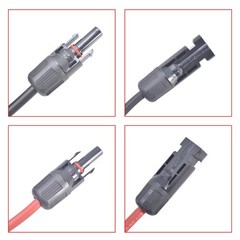 LABLT 5 Feet Black + Red 12 AWG Solar Panel Extension Cable Wire Connector