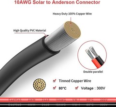 10AWG 2FT Solar Panel Cable to Anderson Connector 2 6 10 20 35 50FT Solar Ext…