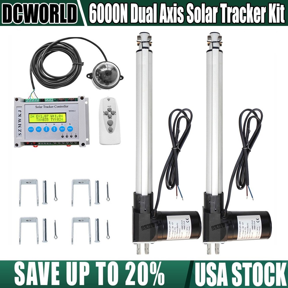 Dual Axis Solar Tracking Tracker-LCD Controller +6000N 2PCS 16″ Linear Actuators