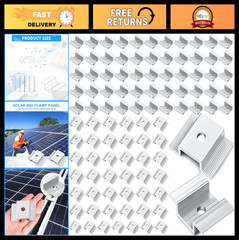 100 Pack Solar Panel Mid Clamps 1.06″ Aluminum Mounting Brackets Accessories