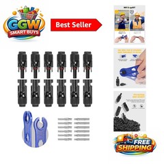 12 PCS Weatherproof Solar Connectors 10 AWG, Male/Female Pairs for Outdoor Use