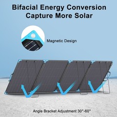 400W 220W 110W Portable Foldable Solar Panel Bifacial for Power Station Outdoor
