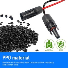 6mm² Solar Panel Extension Cable Wire Connector Black & Red Set for Home House
