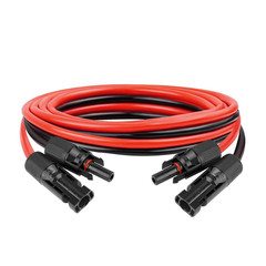 Solar Extension Cable 10AWG Tinned Copper 3 Feet PV Wire Black Red Connectors