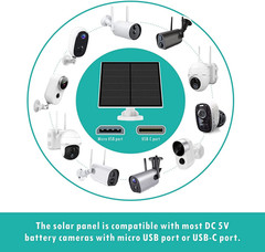 5W Solar Panel for Security Camera Outdoor, 5V USB Solar Panel Charger Compatibl