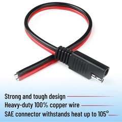 8 Pack SAE Connector Cable 14AWG 1Ft 2 Pin SAE Quick Connect Disconnect Plug