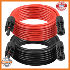Solar Extension Cable 8AWG 20FT 2-Pack (Red + Black), PV Wire with Male/Female S