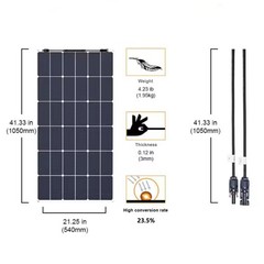 100w 18V Mono Semi-flexible Solar Panel Kit for RV/Car battery/Home