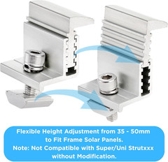 10pcs Solar Panel Mounting Brackets 30-50mm Adjustable, Silver | Aluminum Solar