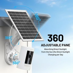 7W Solar Panel & 2-in-1 Wall Mount for Ring Camera, Adjustable Weatherproof Char