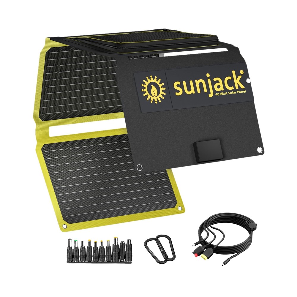 SunJack 40W Folding Portable Solar Panel Charger with Kickstands, IP67 Waterp…