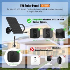 5 Pack Solar Panel for Blink Outdoor 2K+/4(4th Gen)/Outdoor(3rd Gen) XT3 and …