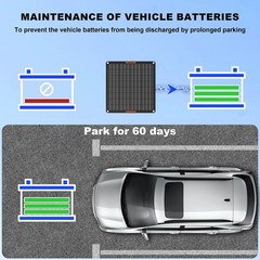 30W Solar Battery Maintainer 12V Small Portable Solar Panel Battery Charger