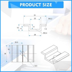 48 Pack 1.06 Inch Solar Panel Mid Clamps Aluminum Bracket Mounting Accessories