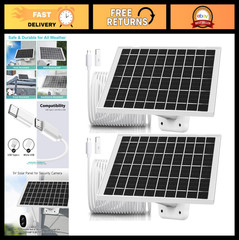 2 Pack 5V 7W Solar Panel Charger for Arlo & Tapo Security Cameras, Outdoor Use
