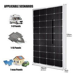 200 Watt Solar Panel 12 Volt Mono PV Module Power Charger for RV Marine Rooftop