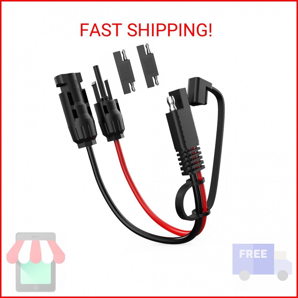 BERLAT Solar Extension Cable – 10AWG, 30cm with 2 SAE Polarity Reverse Adapters