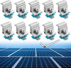 10Pcs Adjustable Solar Panel End Clamp for Unistrut, 30-50Mm Aluminum