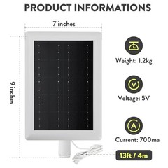 Solar Panel Charger for Ring Camera, 5W Solar Panel Compatible with Ring Stick