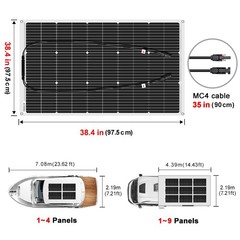 DOKIO 100W Flexible Solar Panel, 18V ETFE, for 12V RV and Marine Systems