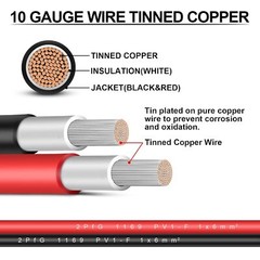 10 AWG 6mm² Solar Panel Extension Cable PV Wire Solar Connector Pair Black & Red