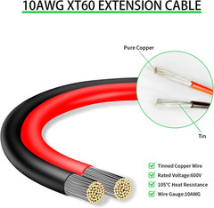 10AWG XT60 Extension Cable 3FT 2PCS, XT60 Cable with Male to Female Connector fo
