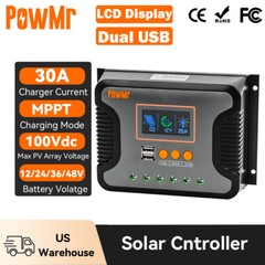 30A 60A 80A Solar Panel Charge Controller 12/24/36/48V LCD Display Regulator USB